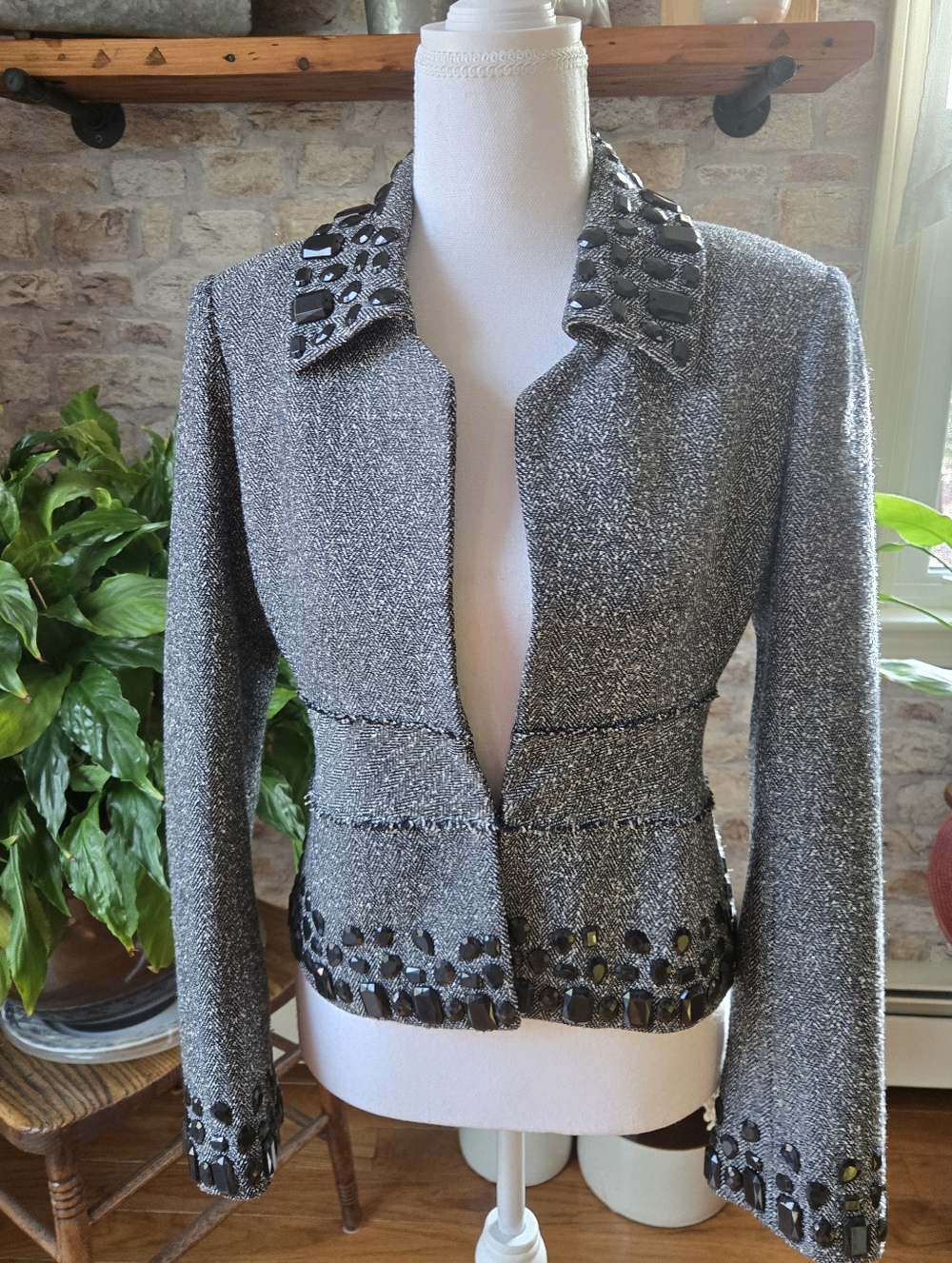 White House Black Market Black and White Tweed Blazer